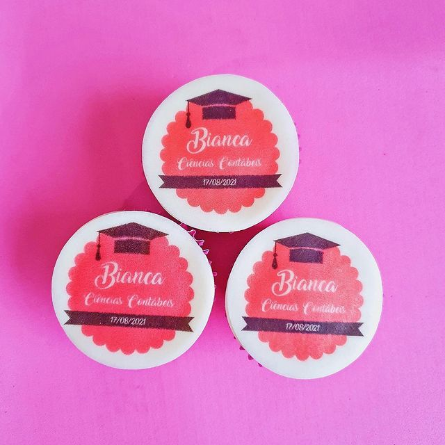 Cupcakes Decorados com Papel Arroz – Formatura Ciências Contábeis