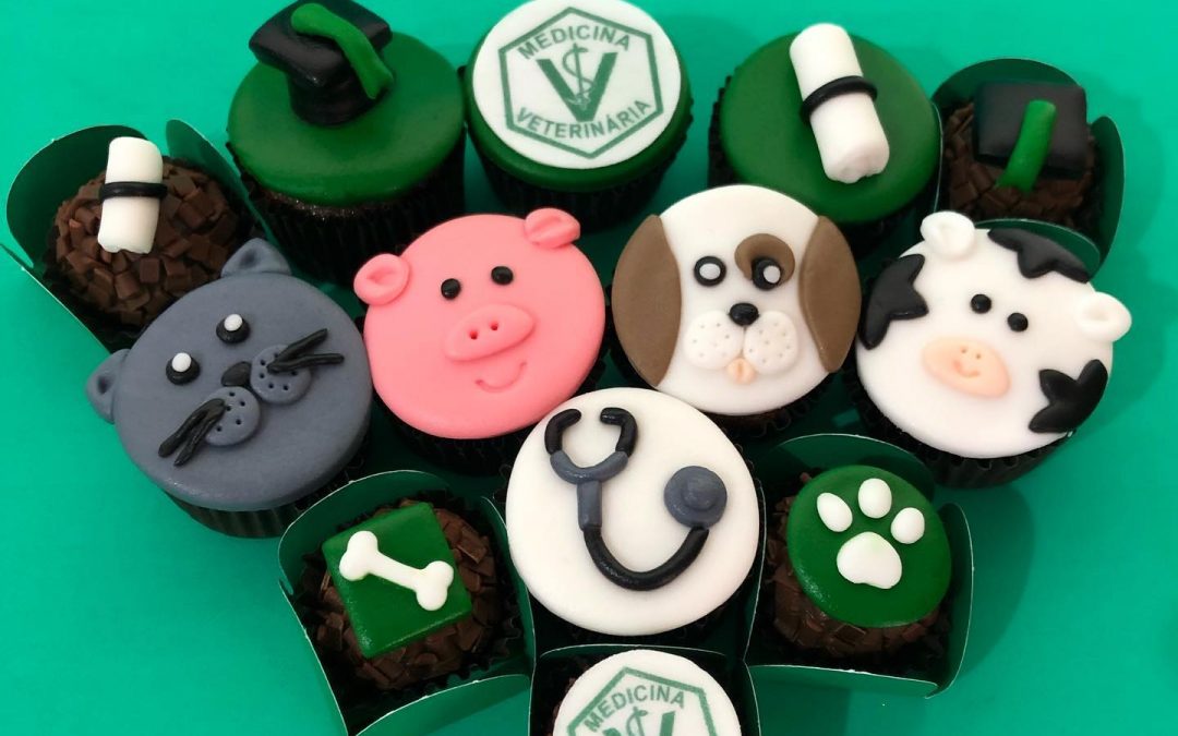 Mini Cupcake e Brigadeiro Decorado – Formatura Medicina Veterinária